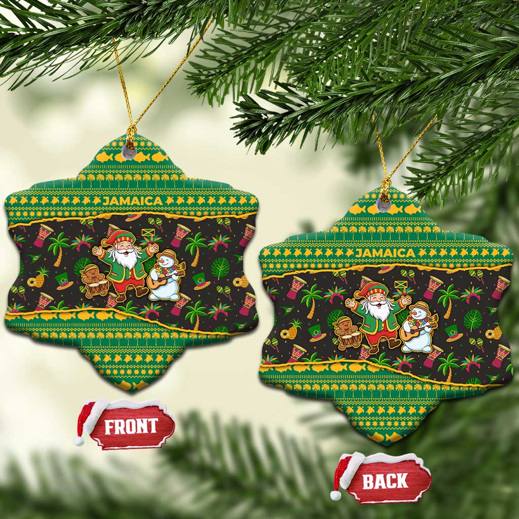 Jamaica Christmas Ceramic Ornament Rasta Santa Snowman Gingerbread Drummer Palm Trees - African Pride