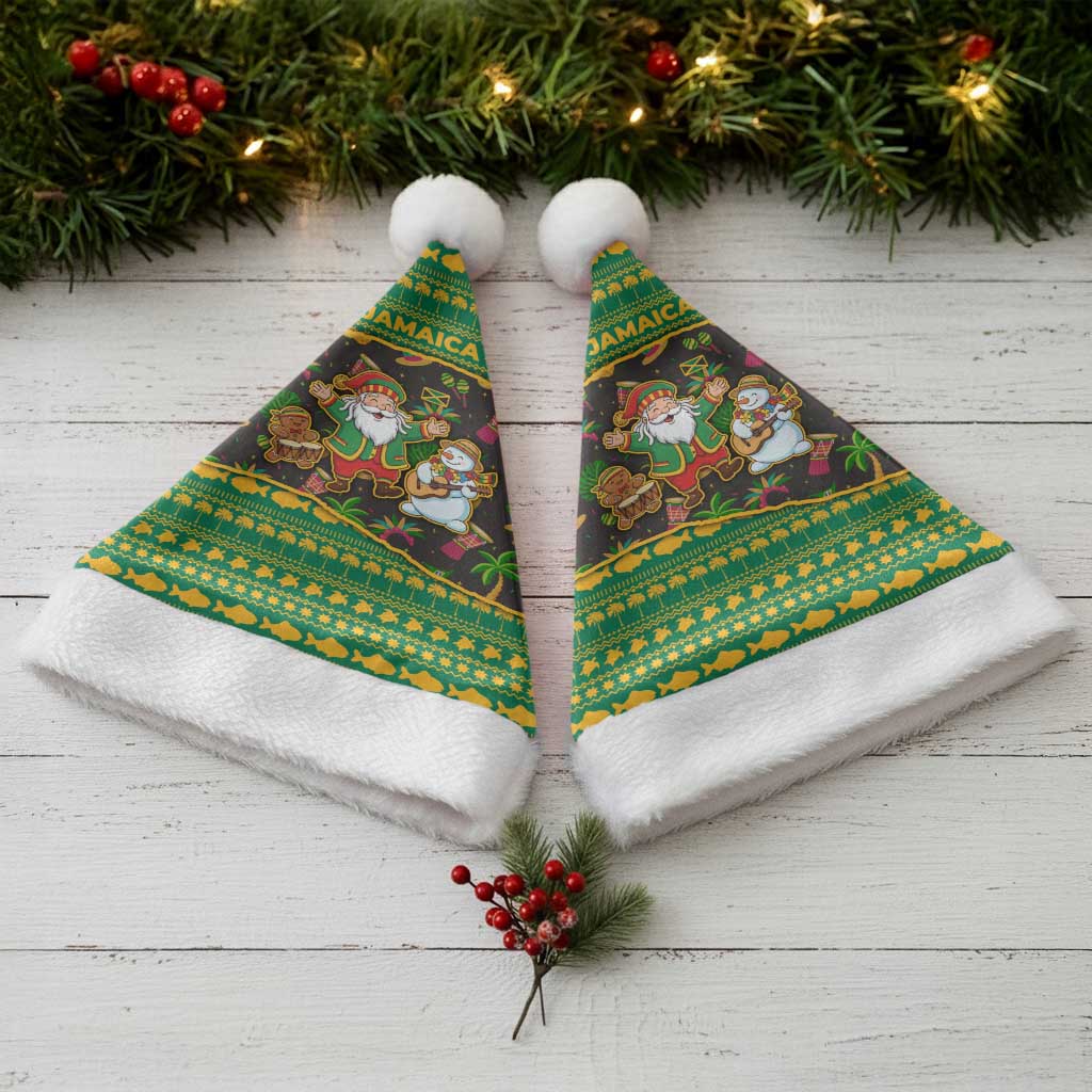 Jamaica Christmas Santa Hat Rasta Santa Snowman Gingerbread Drummer Palm Trees - African Pride
