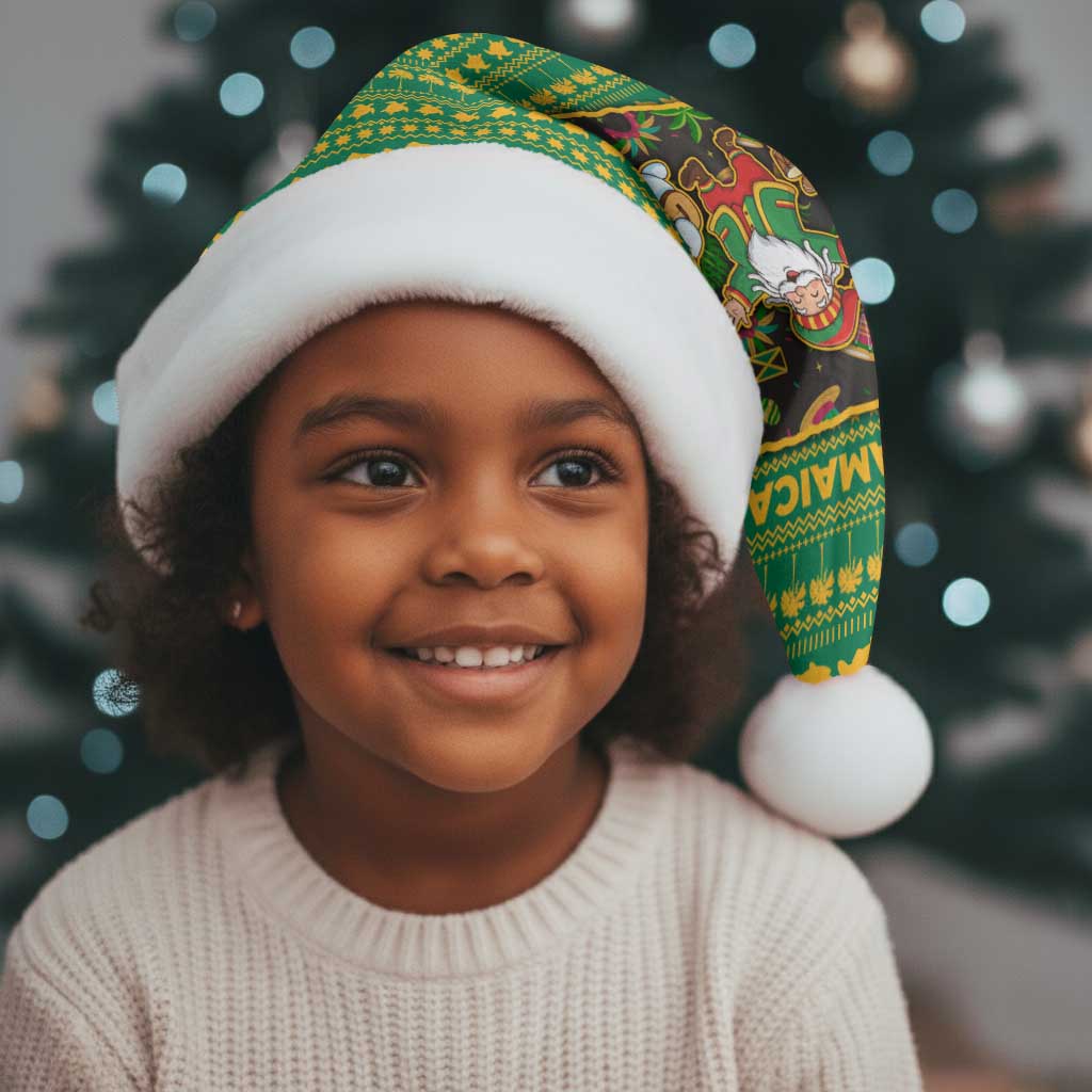 Jamaica Christmas Santa Hat Rasta Santa Snowman Gingerbread Drummer Palm Trees - African Pride
