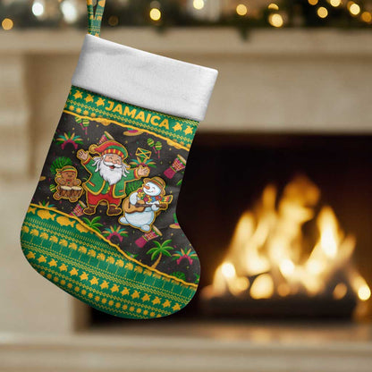 Jamaica Christmas Stocking Rasta Santa Snowman Gingerbread Drummer Palm Trees - African Pride