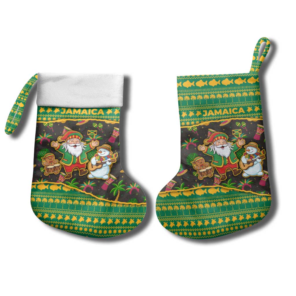 Jamaica Christmas Stocking Rasta Santa Snowman Gingerbread Drummer Palm Trees - African Pride