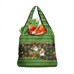 Jamaica Christmas Grocery Bag Rasta Santa Snowman Gingerbread Drummer Palm Trees - African Pride