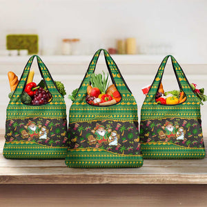 Jamaica Christmas Grocery Bag Rasta Santa Snowman Gingerbread Drummer Palm Trees - African Pride