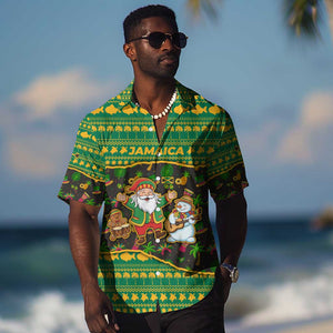 Jamaica Christmas Hawaiian Shirt Rasta Santa Snowman Gingerbread Drummer Palm Trees - African Pride