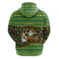 Jamaica Christmas Hoodie Rasta Santa Snowman Gingerbread Drummer Palm Trees - African Pride