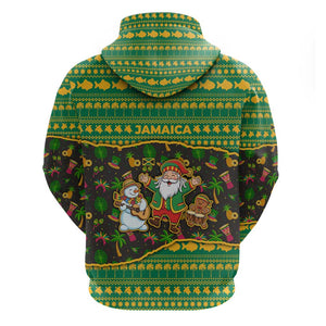 Jamaica Christmas Hoodie Rasta Santa Snowman Gingerbread Drummer Palm Trees - African Pride
