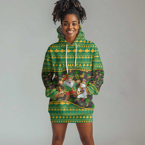 Jamaica Christmas Hoodie Dress Rasta Santa Snowman Gingerbread Drummer Palm Trees - African Pride