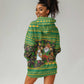 Jamaica Christmas Hoodie Dress Rasta Santa Snowman Gingerbread Drummer Palm Trees - African Pride