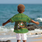 Jamaica Christmas Kid Hawaiian Shirt Rasta Santa Snowman Gingerbread Drummer Palm Trees - African Pride