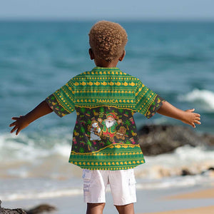 Jamaica Christmas Kid Hawaiian Shirt Rasta Santa Snowman Gingerbread Drummer Palm Trees - African Pride