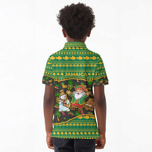 Jamaica Christmas Kid Polo Shirt Rasta Santa Snowman Gingerbread Drummer Palm Trees - African Pride