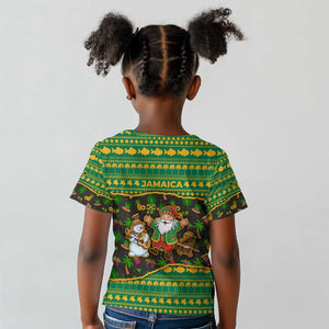 Jamaica Christmas Kid T shirt Rasta Santa Snowman Gingerbread Drummer Palm Trees - African Pride