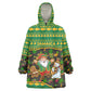 Jamaica Christmas Kid Wearable Blanket Hoodie Rasta Santa Snowman Gingerbread Drummer Palm Trees - African Pride