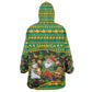 Jamaica Christmas Kid Wearable Blanket Hoodie Rasta Santa Snowman Gingerbread Drummer Palm Trees - African Pride