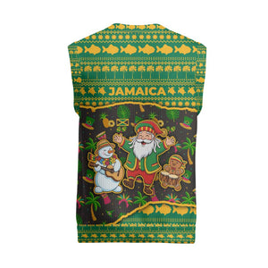 Jamaica Christmas Knitted V-Neck Vest Rasta Santa Snowman Gingerbread Drummer Palm Trees - African Pride