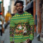 Jamaica Christmas Long Sleeve Shirt Rasta Santa Snowman Gingerbread Drummer Palm Trees - African Pride