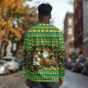Jamaica Christmas Long Sleeve Shirt Rasta Santa Snowman Gingerbread Drummer Palm Trees - African Pride