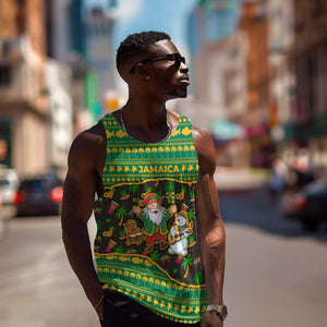Jamaica Christmas Men Tank Top Rasta Santa Snowman Gingerbread Drummer Palm Trees - African Pride
