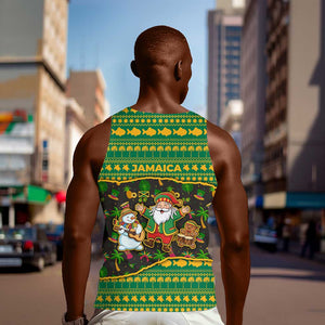 Jamaica Christmas Men Tank Top Rasta Santa Snowman Gingerbread Drummer Palm Trees - African Pride