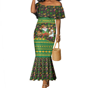 Jamaica Christmas Mermaid Dress Rasta Santa Snowman Gingerbread Drummer Palm Trees - African Pride