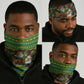 Jamaica Christmas Neck Gaiter Rasta Santa Snowman Gingerbread Drummer Palm Trees - African Pride