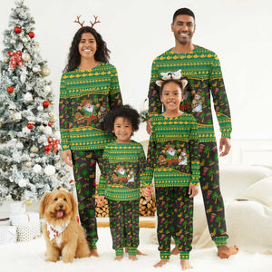 Jamaica Christmas Pajama Set Rasta Santa Snowman Gingerbread Drummer Palm Trees - African Pride