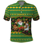 Jamaica Christmas Polo Shirt Rasta Santa Snowman Gingerbread Drummer Palm Trees - African Pride