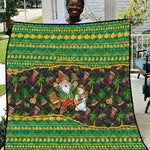 Jamaica Christmas Quilt Rasta Santa Snowman Gingerbread Drummer Palm Trees - African Pride