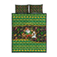 Jamaica Christmas Quilt Bed Set Rasta Santa Snowman Gingerbread Drummer Palm Trees - African Pride