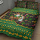 Jamaica Christmas Quilt Bed Set Rasta Santa Snowman Gingerbread Drummer Palm Trees - African Pride