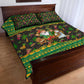 Jamaica Christmas Quilt Bed Set Rasta Santa Snowman Gingerbread Drummer Palm Trees - African Pride