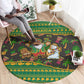 Jamaica Christmas Round Carpet Rasta Santa Snowman Gingerbread Drummer Palm Trees - African Pride