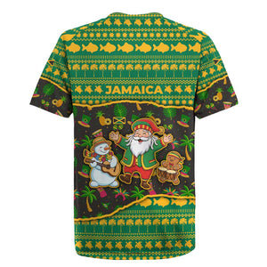 Jamaica Christmas Rugby Jersey Rasta Santa Snowman Gingerbread Drummer Palm Trees - African Pride
