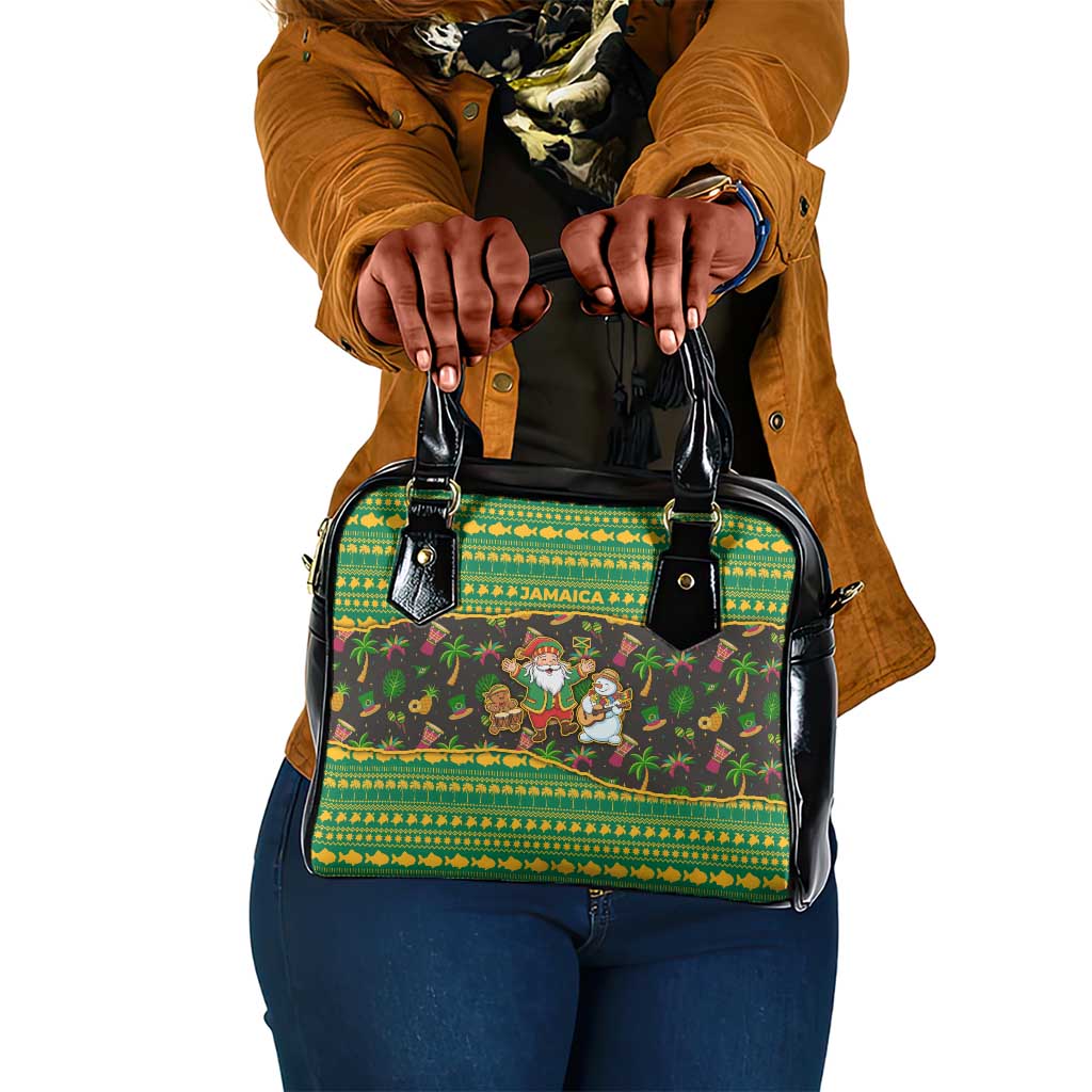 Jamaica Christmas Shoulder Handbag Rasta Santa Snowman Gingerbread Drummer Palm Trees - African Pride
