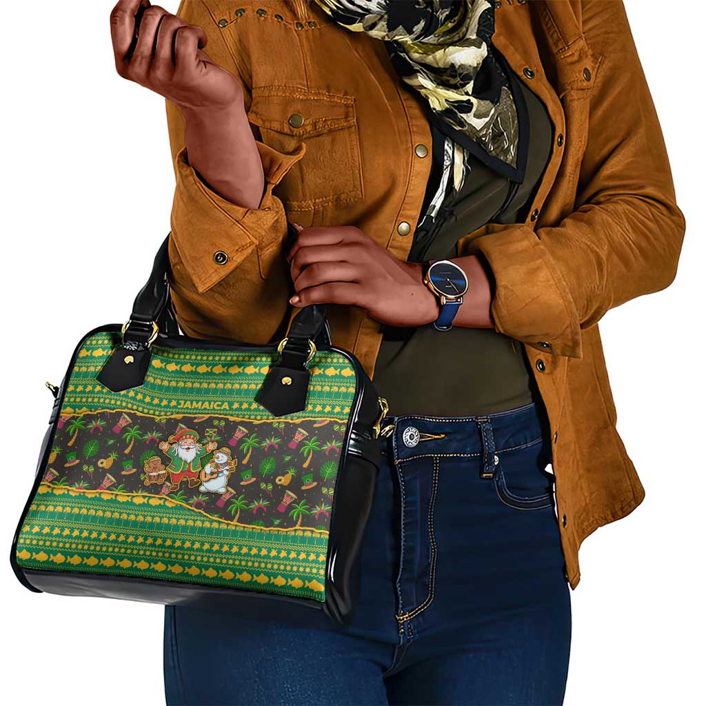 Jamaica Christmas Shoulder Handbag Rasta Santa Snowman Gingerbread Drummer Palm Trees - African Pride