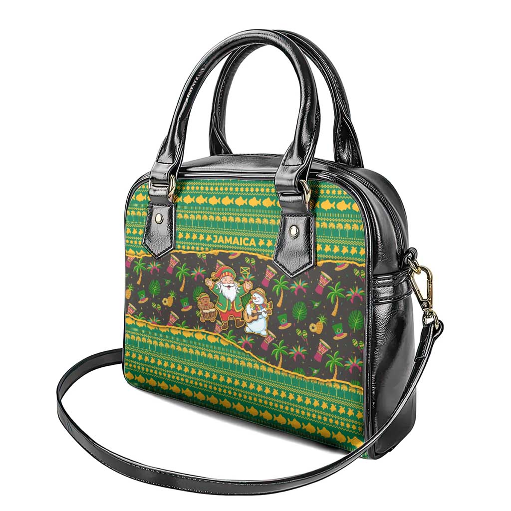 Jamaica Christmas Shoulder Handbag Rasta Santa Snowman Gingerbread Drummer Palm Trees - African Pride