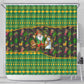 Jamaica Christmas Shower Curtain Rasta Santa Snowman Gingerbread Drummer Palm Trees - African Pride