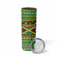 Jamaica Christmas Skinny Tumbler Rasta Santa Snowman Gingerbread Drummer Palm Trees - African Pride