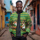 Jamaica Christmas Sleeve Zip Bomber Jacket Rasta Santa Snowman Gingerbread Drummer Palm Trees - African Pride