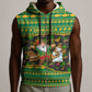 Jamaica Christmas Sleeveless Zip Hoodie Rasta Santa Snowman Gingerbread Drummer Palm Trees - African Pride