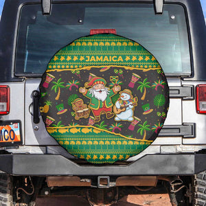 Jamaica Christmas Spare Tire Cover Rasta Santa Snowman Gingerbread Drummer Palm Trees - African Pride