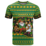 Jamaica Christmas T shirt Rasta Santa Snowman Gingerbread Drummer Palm Trees - African Pride