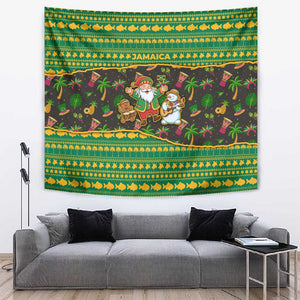 Jamaica Christmas Tapestry Rasta Santa Snowman Gingerbread Drummer Palm Trees - African Pride