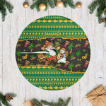 Jamaica Christmas Tree Skirt Rasta Santa Snowman Gingerbread Drummer Palm Trees - African Pride