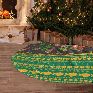 Jamaica Christmas Tree Skirt Rasta Santa Snowman Gingerbread Drummer Palm Trees - African Pride