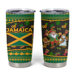Jamaica Christmas Tumbler Cup Rasta Santa Snowman Gingerbread Drummer Palm Trees - African Pride
