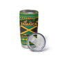 Jamaica Christmas Tumbler Cup Rasta Santa Snowman Gingerbread Drummer Palm Trees - African Pride