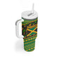 Jamaica Christmas Tumbler With Handle Rasta Santa Snowman Gingerbread Drummer Palm Trees - African Pride