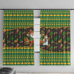 Jamaica Christmas Window Curtain Rasta Santa Snowman Gingerbread Drummer Palm Trees - African Pride