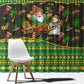 Jamaica Christmas Window Curtain Rasta Santa Snowman Gingerbread Drummer Palm Trees - African Pride